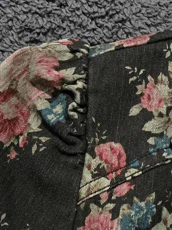 Free People Cropped Floral Blazer Jacket Size 6 Boho Romantic Cottagecore - Picture 12 of 14